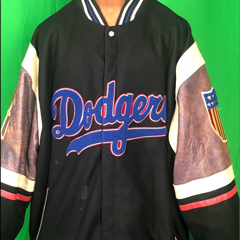 A felt and leather designer bomber jacket.